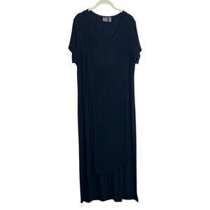 Chicos Travelers Black High Low Maxi Dress Short Sleeve Womens XL